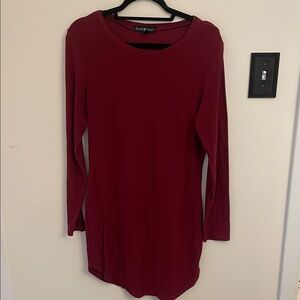 Derek Heart Long Sleeve Burgundy Dress